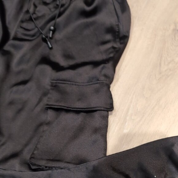 CHRLDR High Rise Black Satin Cargo Joggers - Picture 7 of 13